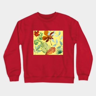 Wild Tropical Hawaiian Leaves And Flowers Pattern Crewneck Sweatshirt